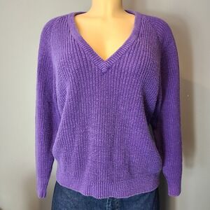 Vtg Ricki Miss Erica Womens Sweater Cottage 90s Sz Large Oversized Chunky Purple